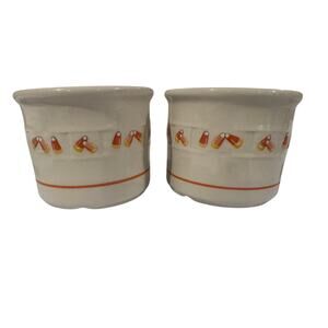 Longaberger Pottery Candy Corn Halloween 1 Pint Crocks